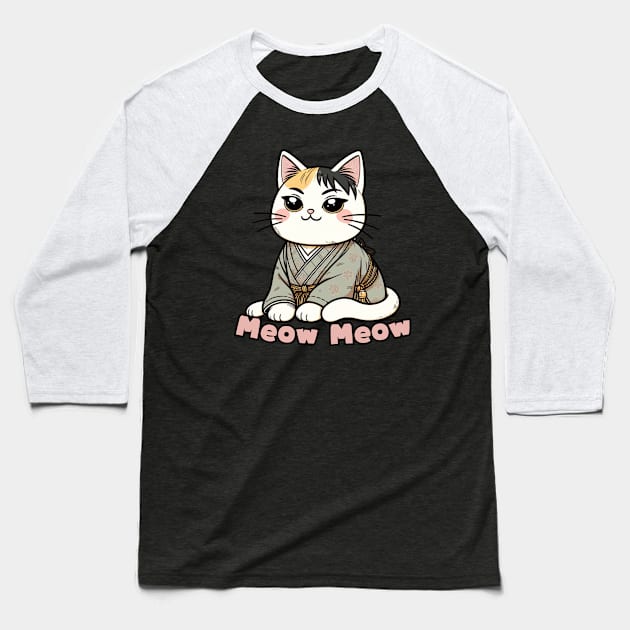 Japanese cat Kabuki Vintage cat Baseball T-Shirt by Japanese Fever